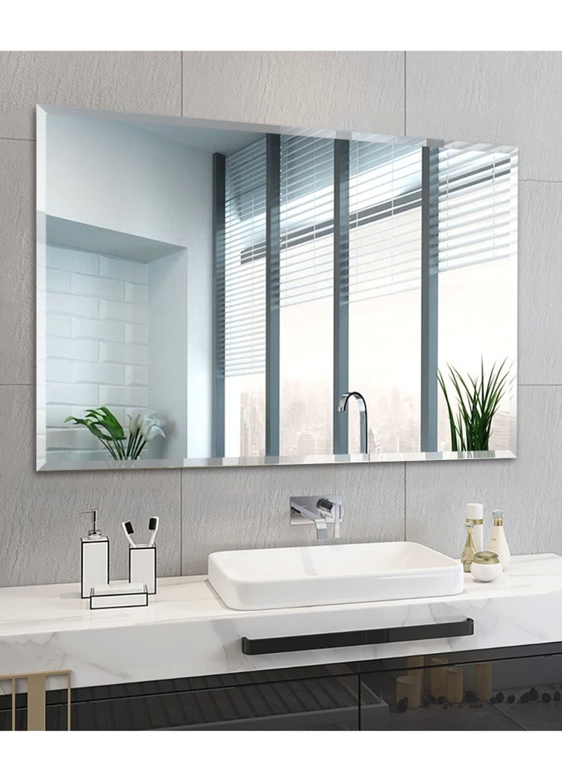 Bathroom Mirror Wall Mounted Vanity Makeup Mirror Full Length Mirror Rectangular Frameless Mirror Explosion-Proof Mirror for Bedrooms Living Rooms Hotels(70*90CM) - Image 3
