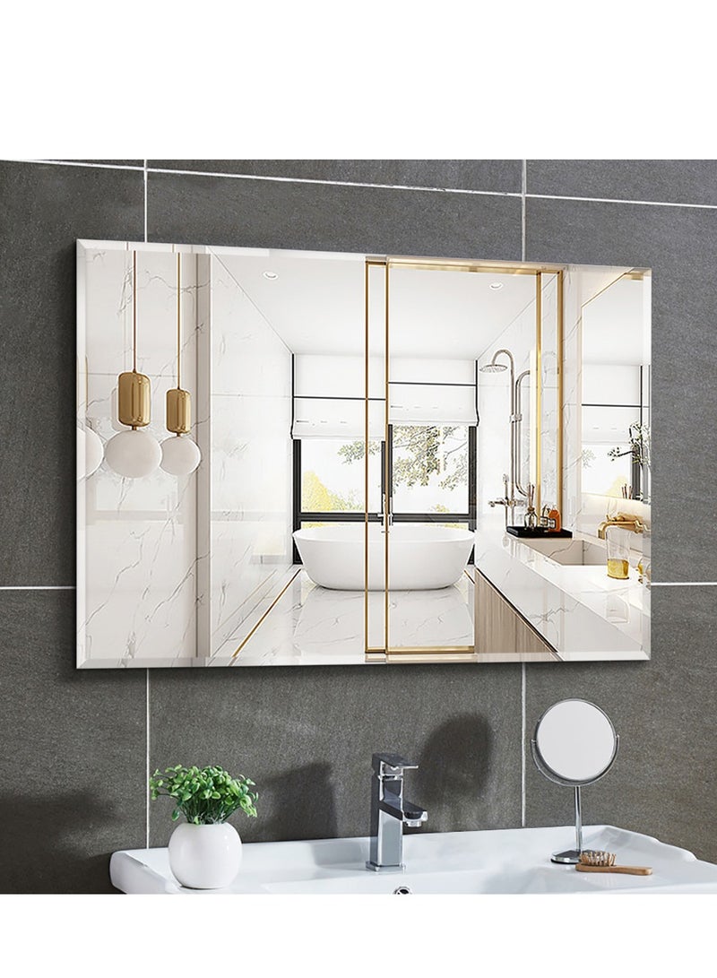 Bathroom Mirror Wall Mounted Vanity Makeup Mirror Full Length Mirror Rectangular Frameless Mirror Explosion-Proof Mirror for Bedrooms Living Rooms Hotels(70*90CM) - Image 5