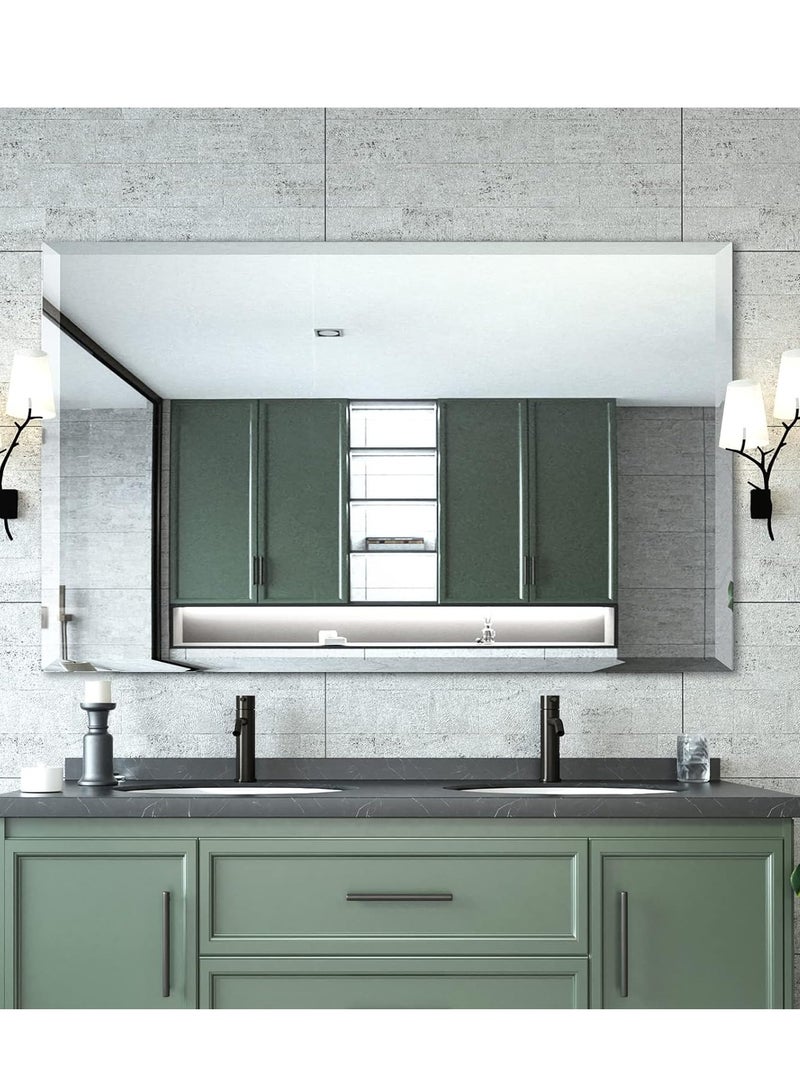 Bathroom Mirror Wall Mounted Vanity Makeup Mirror Full Length Mirror Rectangular Frameless Mirror Explosion-Proof Mirror for Bedrooms Living Rooms Hotels(70*90CM) - Image 1