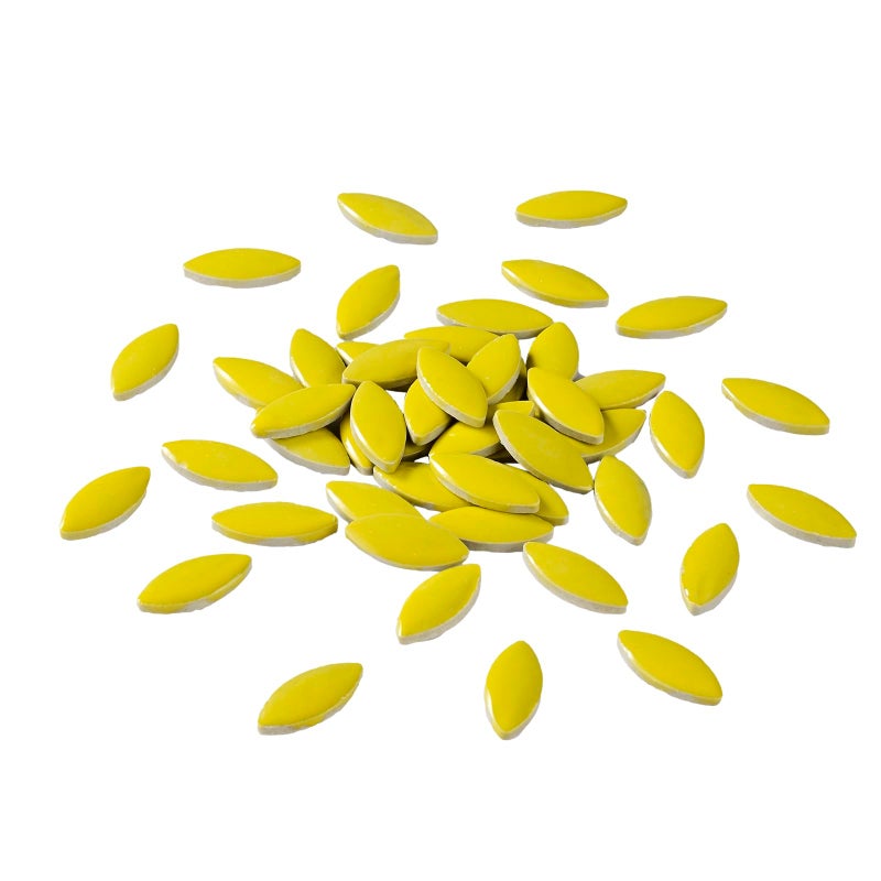 70 Pieces Petal Ceramics Mosaic Tiles for Crafts Stained Ceramics Supplies Flower Leaves Mosaic Ceramics Mosaic Pieces Kit for DIY Crafts Plates Picture Frames Home Decorations Yellow
