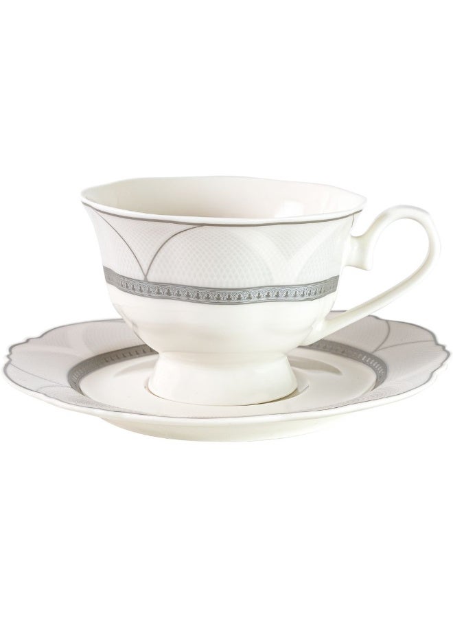 DANUBE HOME 8 Piece Cup & Saucer Set Elegant Tea Cups and Saucers for 4 Stylish Porcelain Set for Tea Coffee and Hot Beverages Perfect for Home & Gifting