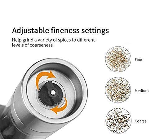 BluBasket 2 in 1 Dual Ended Design Stainless Steel Salt and Pepper Mill Adjustable Ceramic Grinding Pepper Grinder - Image 5