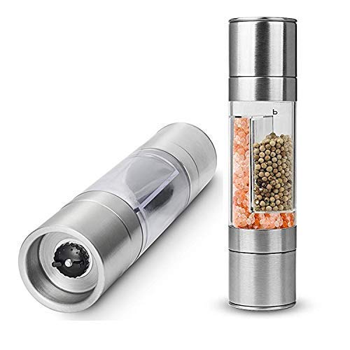 BluBasket 2 in 1 Dual Ended Design Stainless Steel Salt and Pepper Mill Adjustable Ceramic Grinding Pepper Grinder - Image 1