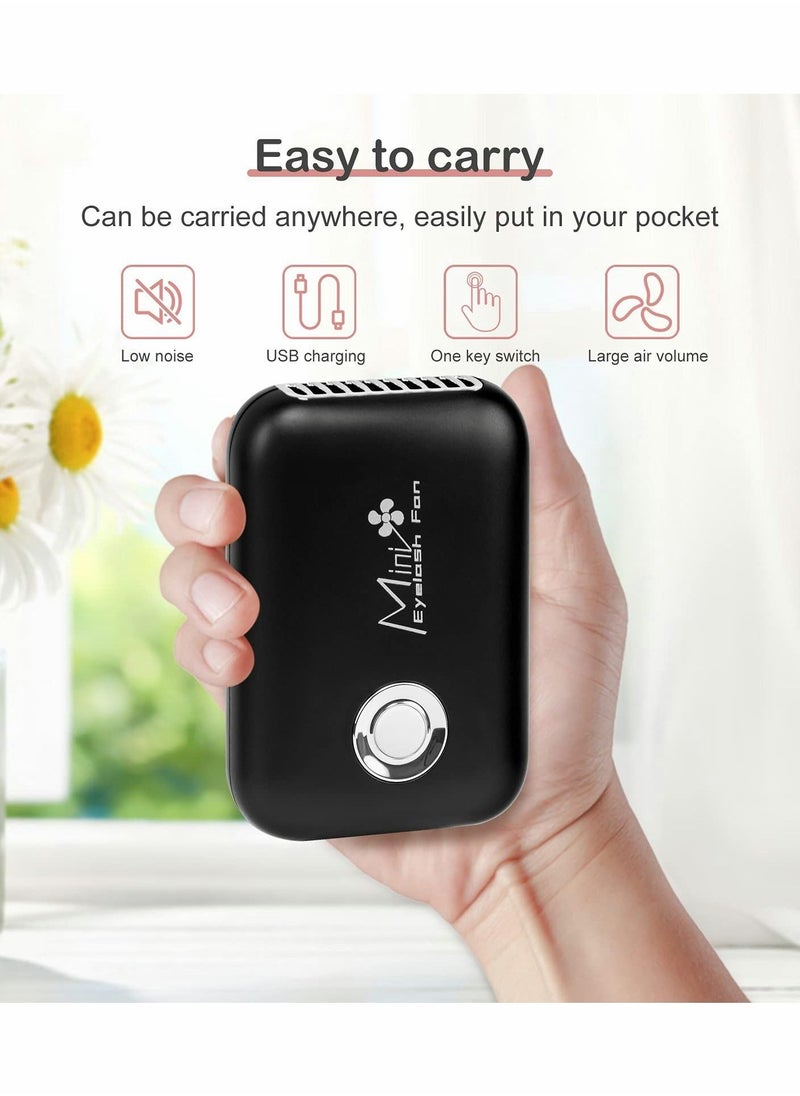 Generic USB Mini Fan, Eyelashes Fan Bladeless Rechargeable Portable Cooling Fan Mini Handheld Fan Eyelash dryer Air Conditioning Blower for Eyelash Extension Supplies, Black  - Image 4