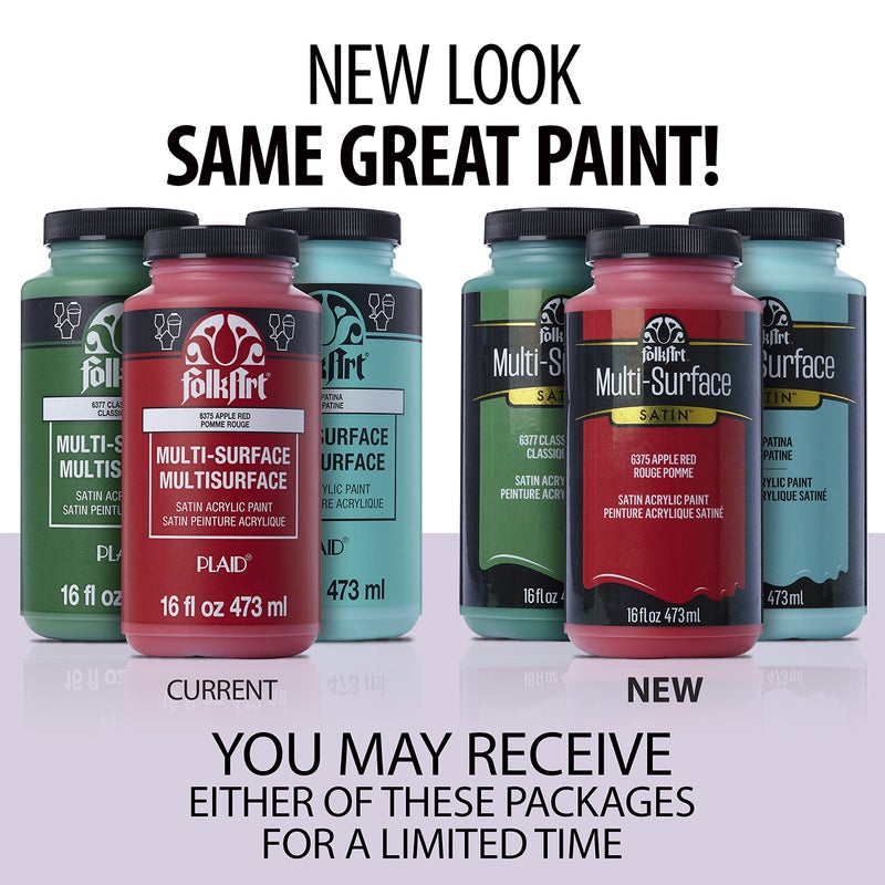 FolkArt Multi-Surface Satin Acrylic Paint in Assorted Colors, 16 oz, Classic Green 16 Fl Oz - Image 1