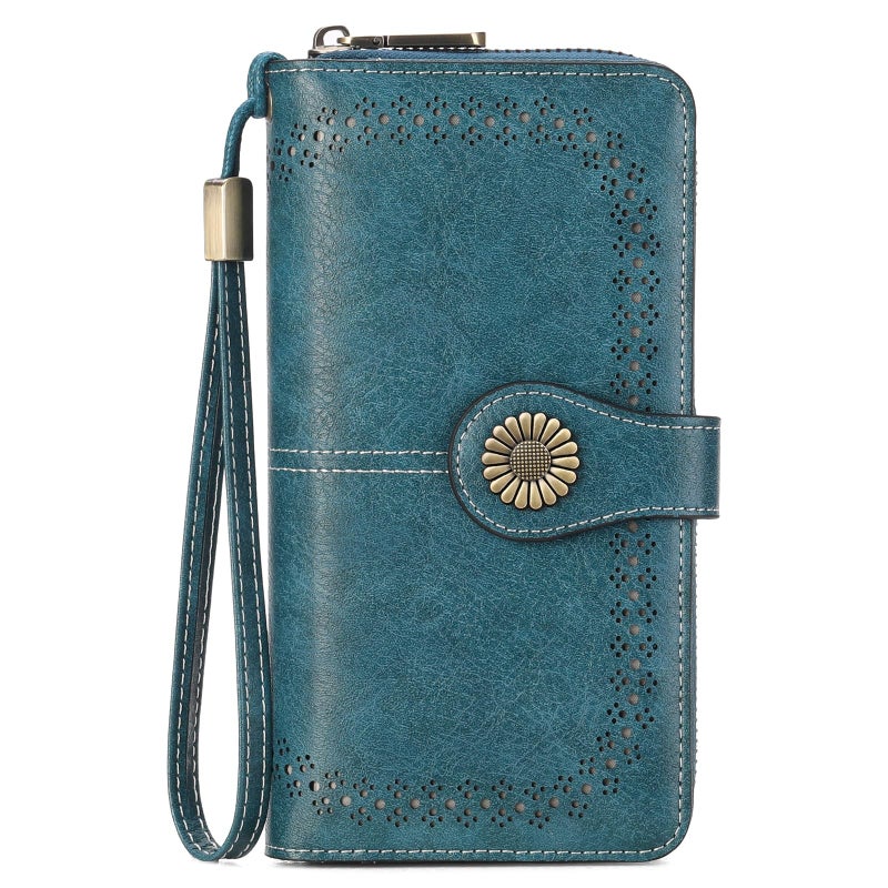 SENDEFN Wallet for Women RFID Blocking Leather Clutch Long Purse Large Capacity Credit Card Holder Wristlet - Image 1