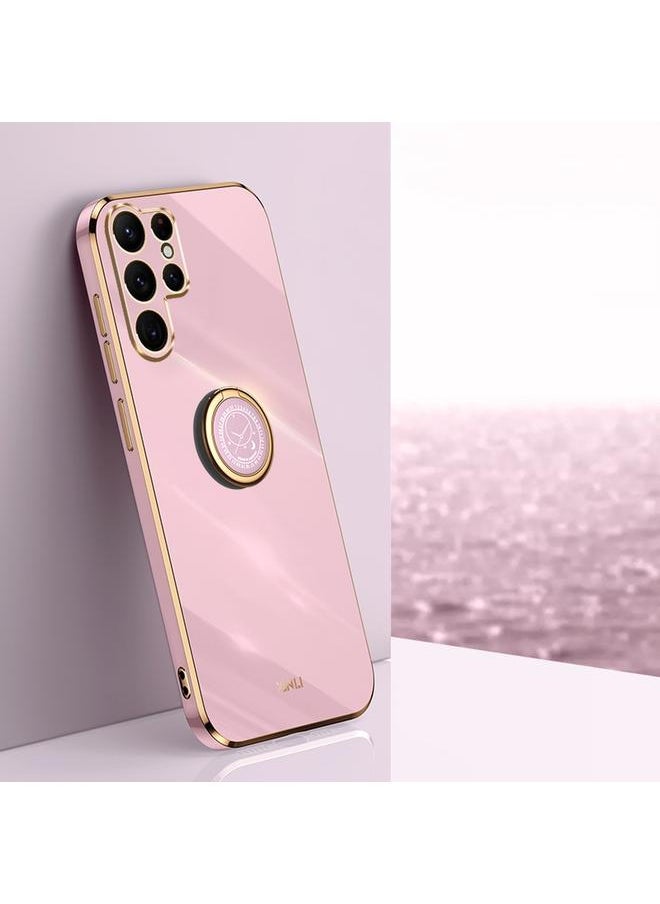 Zaboon - For Samsung Galaxy S25 Ultra 5G XINLI Straight 6D Plating Gold Edge TPU Shockproof Case with Ring Holder(Cherry Purple) - Image 1