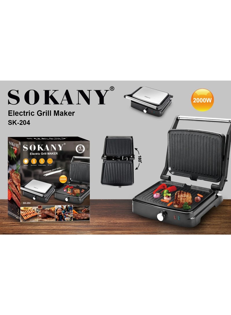 سوكاني جريل ميكر سوكانى 2000وات الخامة الداخلية معدن مطلي تيفال – الخارجية استانلس في اكليرك معالج ضد الحرارة-SK-204 - Image 2