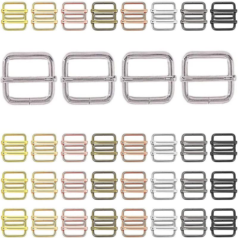 DIY Crafts 10 Pcs Slide Buckles Chrome Gold Round Swivel Clasps with D Rings Slide Buckles Set Lanyard Snap Hooks Keychain Clip Hooks D Keychain Rings Lobste 10 Pcs Slide Buckles Chrome Gold - Image 1