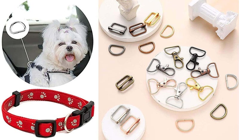 DIY Crafts 10 Pcs Slide Buckles Chrome Gold Round Swivel Clasps with D Rings Slide Buckles Set Lanyard Snap Hooks Keychain Clip Hooks D Keychain Rings Lobste 10 Pcs Slide Buckles Chrome Gold - Image 4