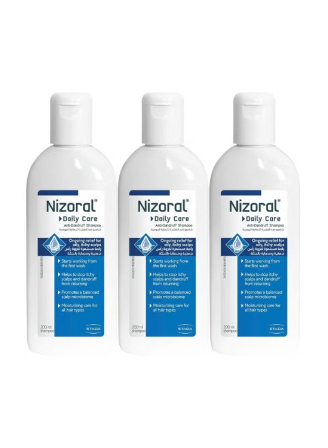 Nizoral Blue Care Anti Dandruff Shampoo 200ml (Pack of 3) – Effective Scalp Care for Dandruff Control
