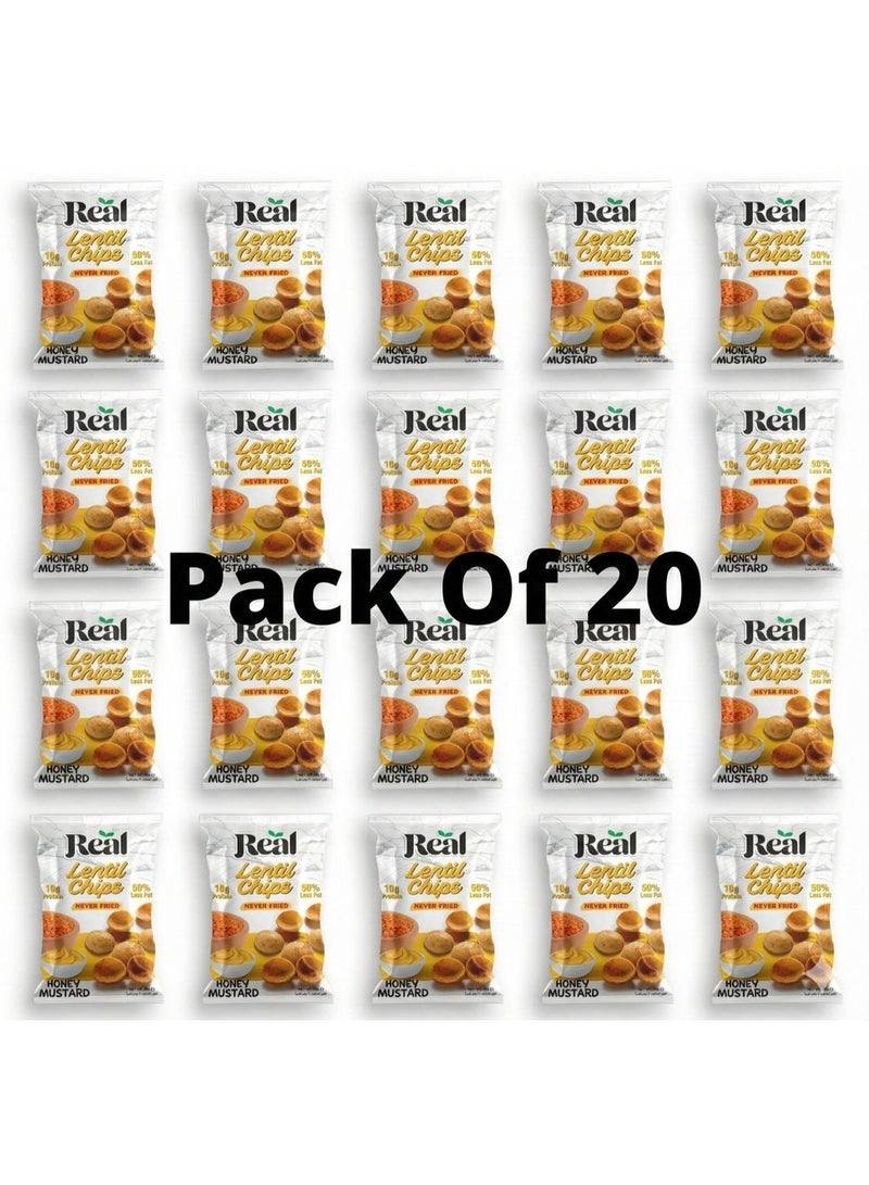 ريل رقائق ريل شيبس العدس والعسل والخردل - ١٠ غرام بروتين، ٥٠٪ دهون أقل، وجبة خفيفة مقرمشة، ٦٠ غرام (عبوة من ٢٠ قطعة) - Image 1