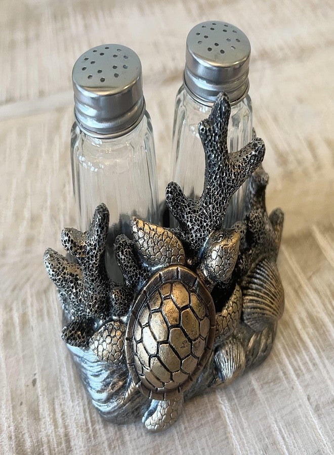 توب براس طقم رشاشات ملح وفلفل على شكل سلحفاة بحرية وصدفة مرجانية - ديكور بحري مستوحى من شاطئ المحيط الساحلي - Image 4