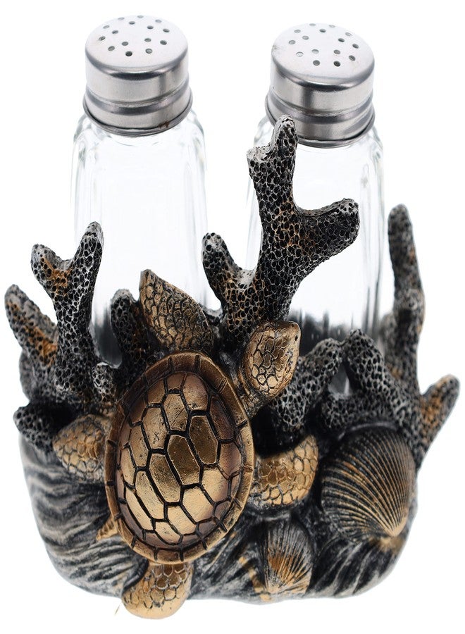 توب براس طقم رشاشات ملح وفلفل على شكل سلحفاة بحرية وصدفة مرجانية - ديكور بحري مستوحى من شاطئ المحيط الساحلي - Image 1