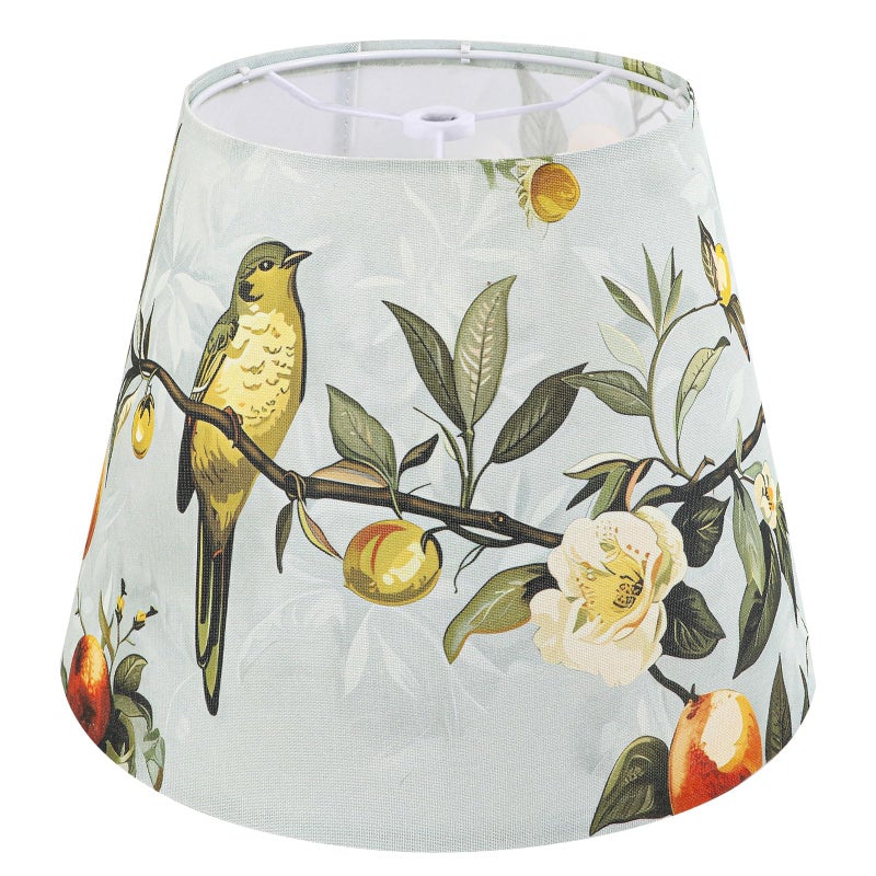 Haultop Bell Lamp Shades, Lampshade with Floral and Brids Print, 7.8 "Top x 13" Bottom x 10.3"Height, Spider Lampshades for Table, Floor Lamp, Home Decor, Easy Assembly - Image 1