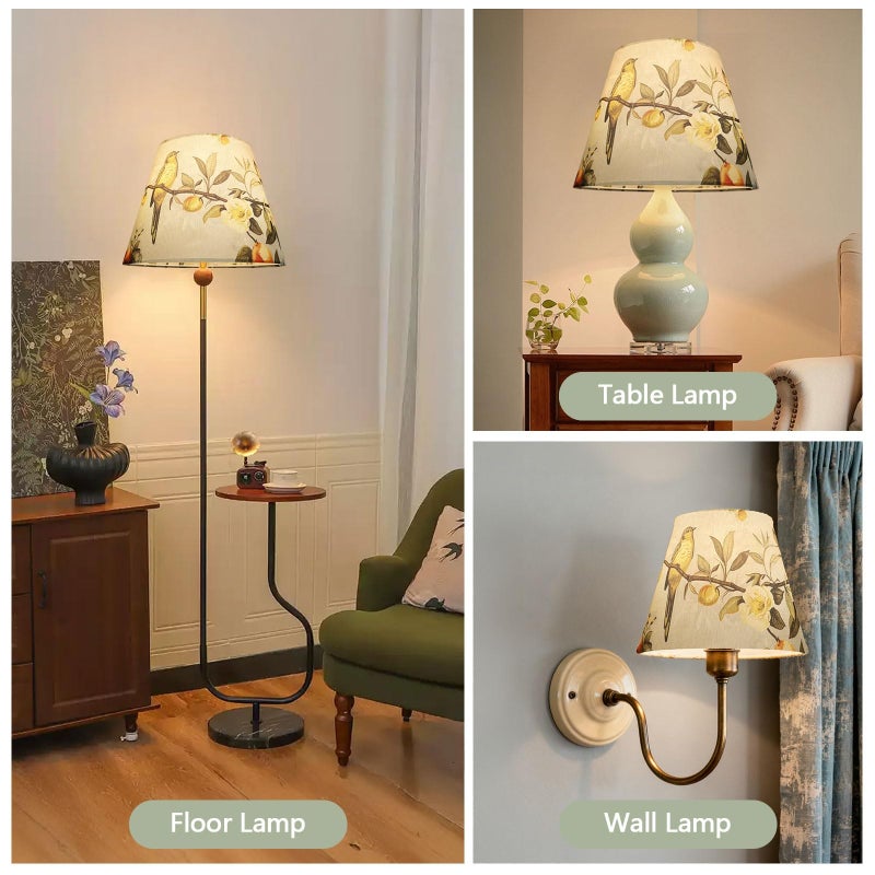 Haultop Bell Lamp Shades, Lampshade with Floral and Brids Print, 7.8 "Top x 13" Bottom x 10.3"Height, Spider Lampshades for Table, Floor Lamp, Home Decor, Easy Assembly - Image 3