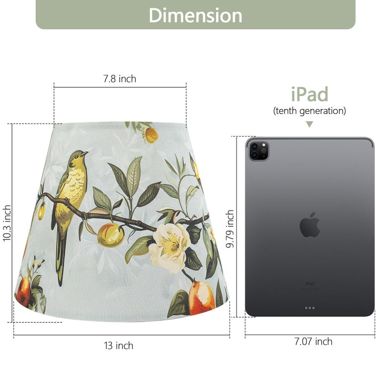 Haultop Bell Lamp Shades, Lampshade with Floral and Brids Print, 7.8 "Top x 13" Bottom x 10.3"Height, Spider Lampshades for Table, Floor Lamp, Home Decor, Easy Assembly - Image 5