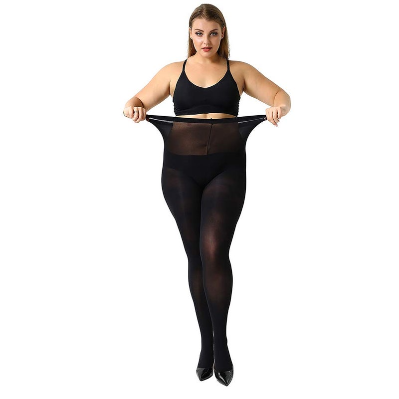 MANZI ت tights نسائية سوداء من مانزي بحجم زائد 2 زوج تحكم علوي بنطلون ضيق XXXL - Image 2
