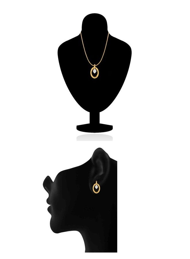 Mahi Circle Rhodium Plated Aureole Pendant Set for Women NL1105037G - Image 2