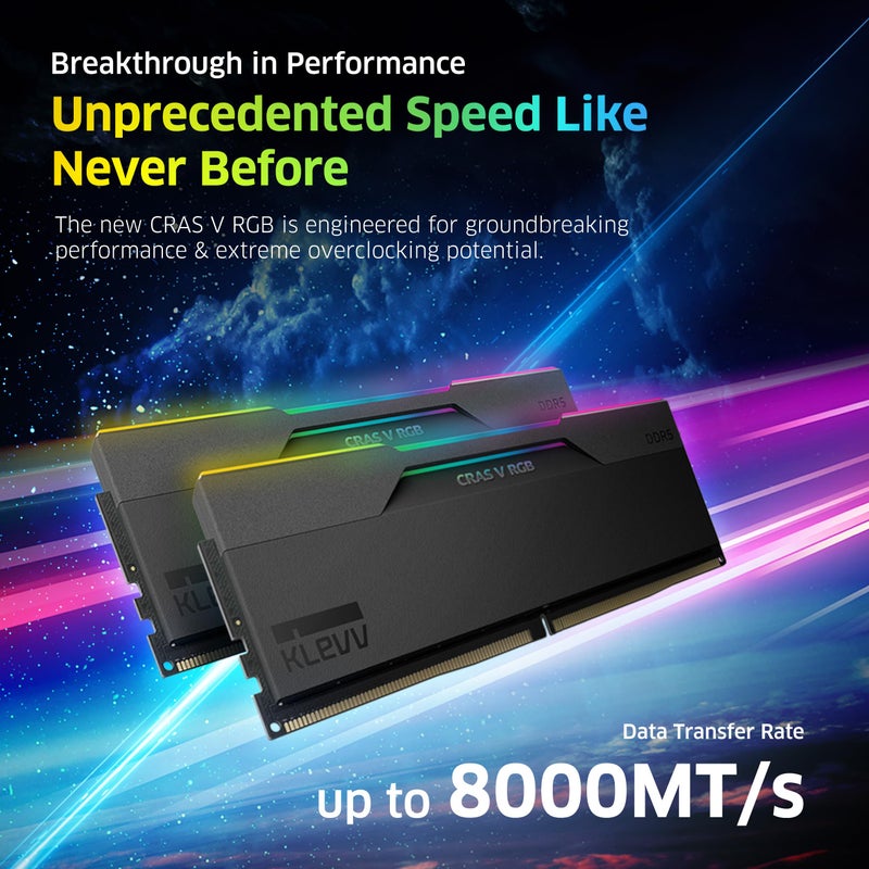 KLEVV CRAS V RGB DDR5 64GB (2x32GB) 6000MHz CL30 A-DIE 1.35V Gaming Desktop Ram Memory SK Hynix Chip XMP 3.0 / AMD Expo Ready - Black (KD5BGUA80-60A300G) - Image 3