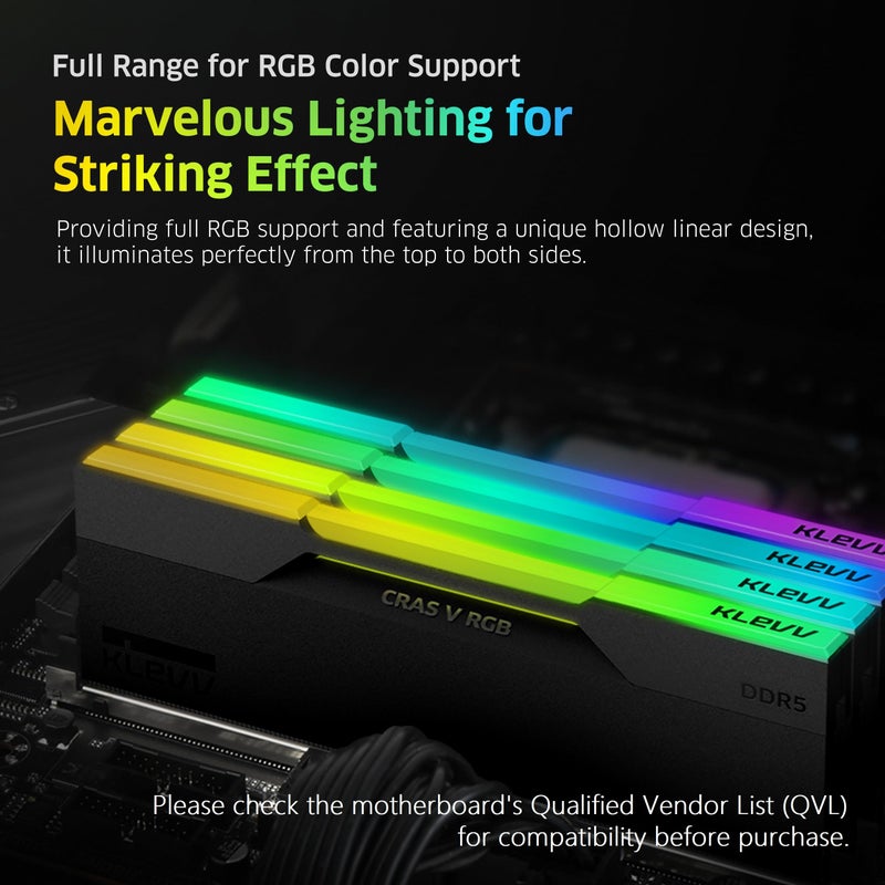 KLEVV CRAS V RGB DDR5 64GB (2x32GB) 6000MHz CL30 A-DIE 1.35V Gaming Desktop Ram Memory SK Hynix Chip XMP 3.0 / AMD Expo Ready - Black (KD5BGUA80-60A300G) - Image 4