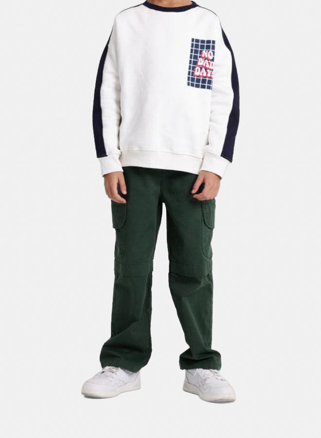 بلاي مور سويت شيرت قطني للأعمار الكبيرة – كريمي مع طباعة "No Bad Days" - Image 1