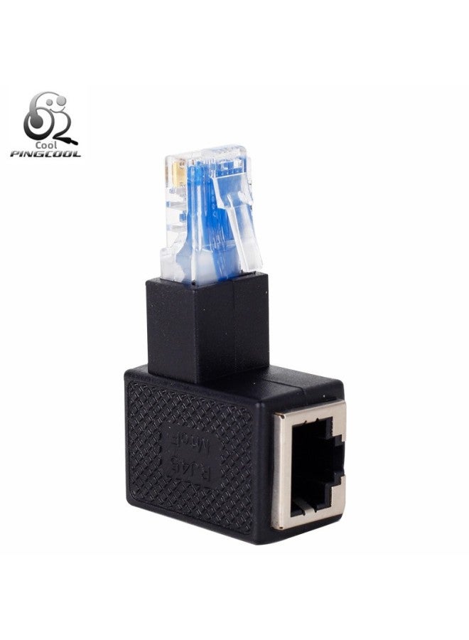 Network Connector Rj45 Adapter 90 Degree Rj45 Connector Network Straight-Through Head Network Crystal Head Lower Bend Adapter-Color:Shrapnel On Top  - Image 2