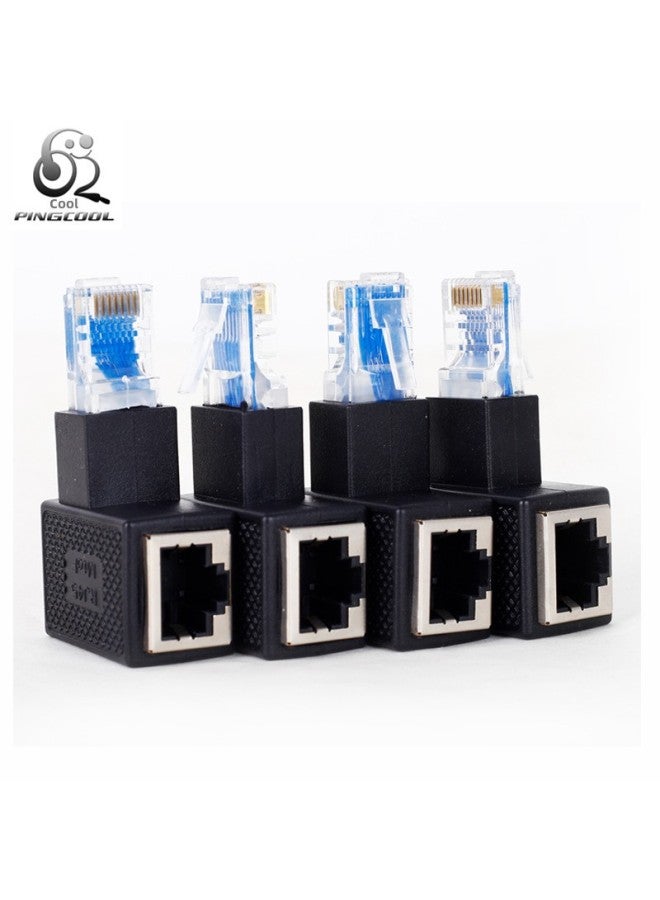 Network Connector Rj45 Adapter 90 Degree Rj45 Connector Network Straight-Through Head Network Crystal Head Lower Bend Adapter-Color:Shrapnel On Top  - Image 4