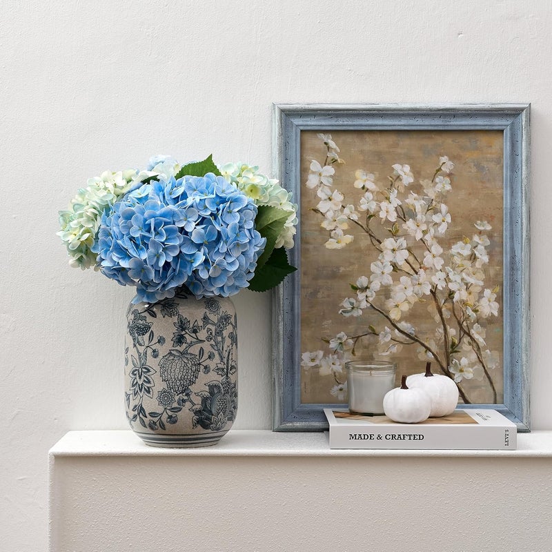 SIDUCAL Low dust buildup Blue and White Vintage Vase, 9.4 Inch Ceramic Chinoiserie Floral Vase, Retro Ice Cracked Blue and White Porcelain for Home Decor Centerpieces, Living Room, Bookshelf, Office Freeze crack proof - Image 5