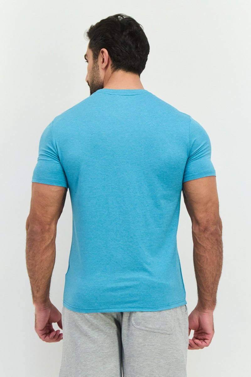 MOTION Men Sportswear Fit Short Sleeve Training T-Shirts, Marina Blue Heather - Image 3