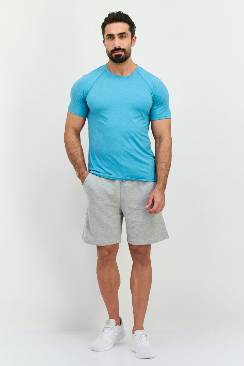 MOTION Men Sportswear Fit Short Sleeve Training T-Shirts, Marina Blue Heather - Image 4