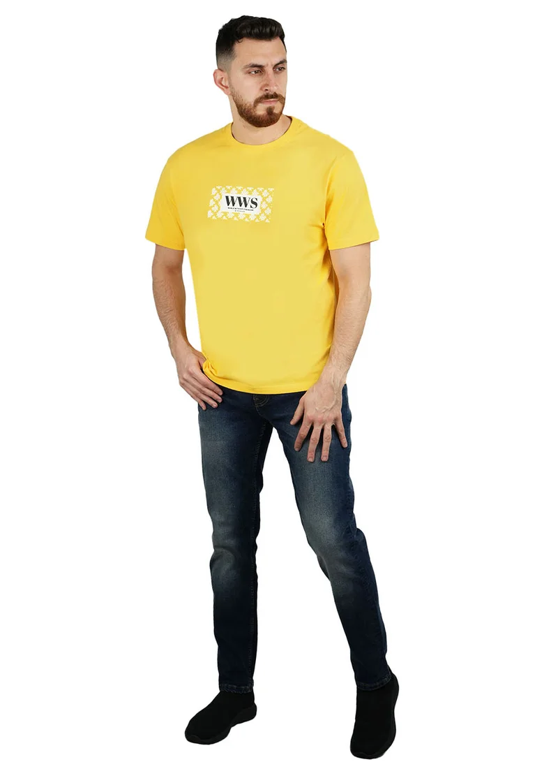 جيوردانو تيشيرت رجالي قطن بقصة ضيقة وطبعة