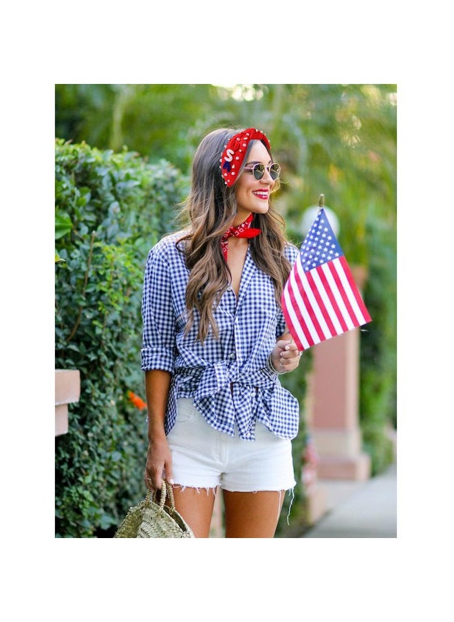 CEALXHENY - 4Th Of July Headbands For Women Crystal Pearl Knotted Headbands American Flag Patriotic Usa Headbands 4Th Of July Outfits Hair Accessory Memorial Independence Day Party Favors (Usared) - Image 1