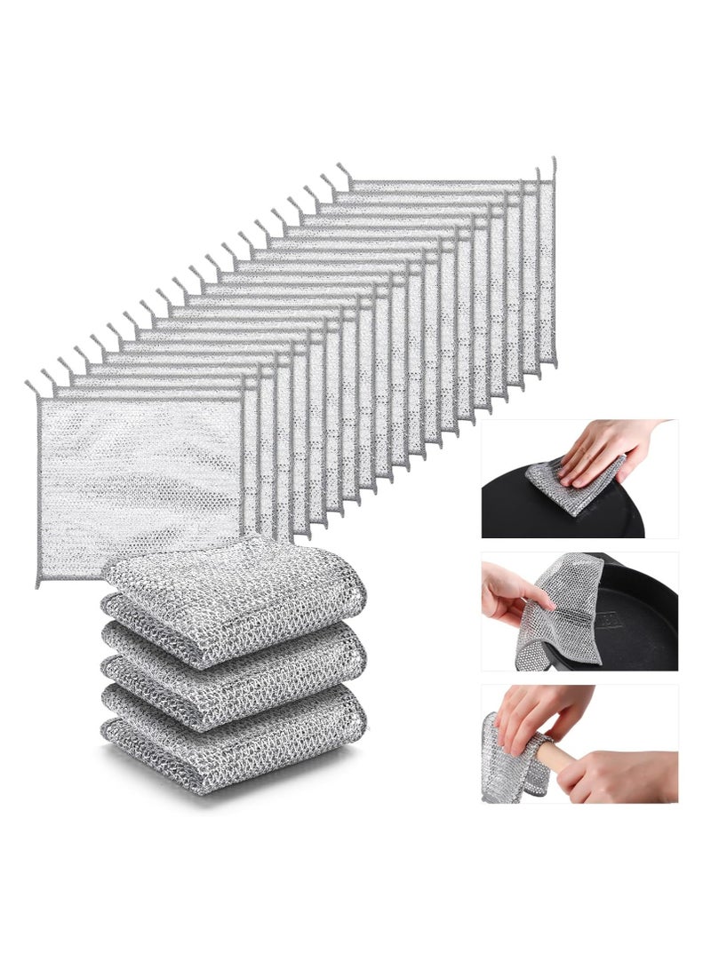 Multi-Purpose Wire Dish Washing Cloth Reusable Dish Cleaning Lint Free Dish Towels for Kitchen 20*20  5 pieces  - Image 1