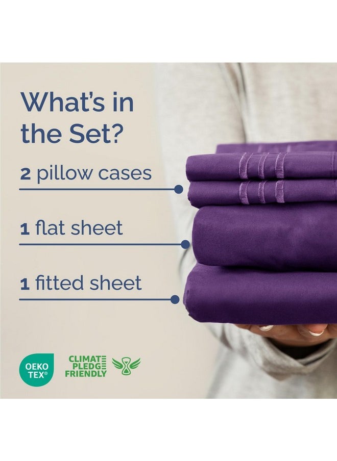 Full Size Sheet Set - 4 Piece Set - Hotel Luxury Bed Sheets - Extra Soft - Deep Pockets - Easy Fit - Breathable & Cooling - Wrinkle Free - Comfy - Purple Plum Bed Sheets - Fulls Sheets - 4 PC