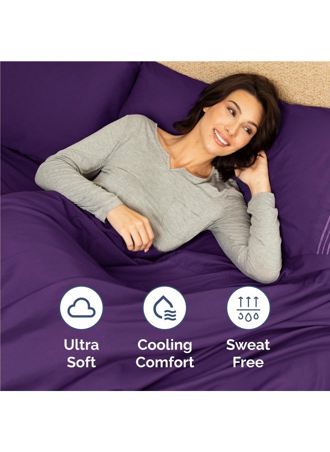 Full Size Sheet Set - 4 Piece Set - Hotel Luxury Bed Sheets - Extra Soft - Deep Pockets - Easy Fit - Breathable & Cooling - Wrinkle Free - Comfy - Purple Plum Bed Sheets - Fulls Sheets - 4 PC