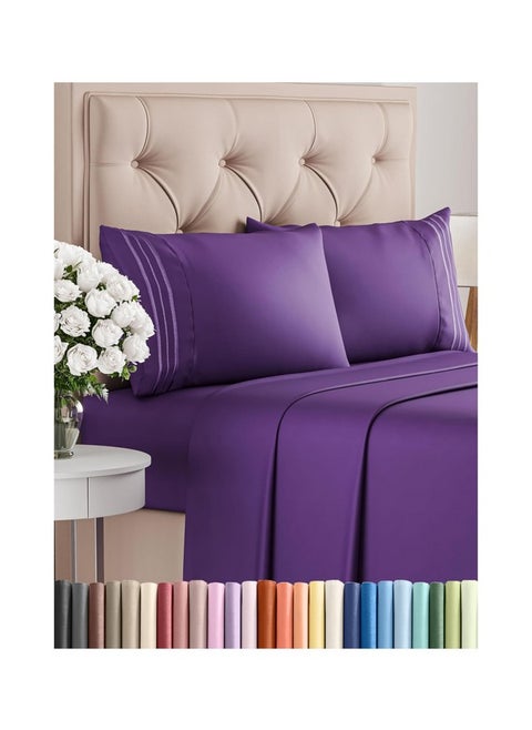 Full Size Sheet Set - 4 Piece Set - Hotel Luxury Bed Sheets - Extra Soft - Deep Pockets - Easy Fit - Breathable & Cooling - Wrinkle Free - Comfy - Purple Plum Bed Sheets - Fulls Sheets - 4 PC