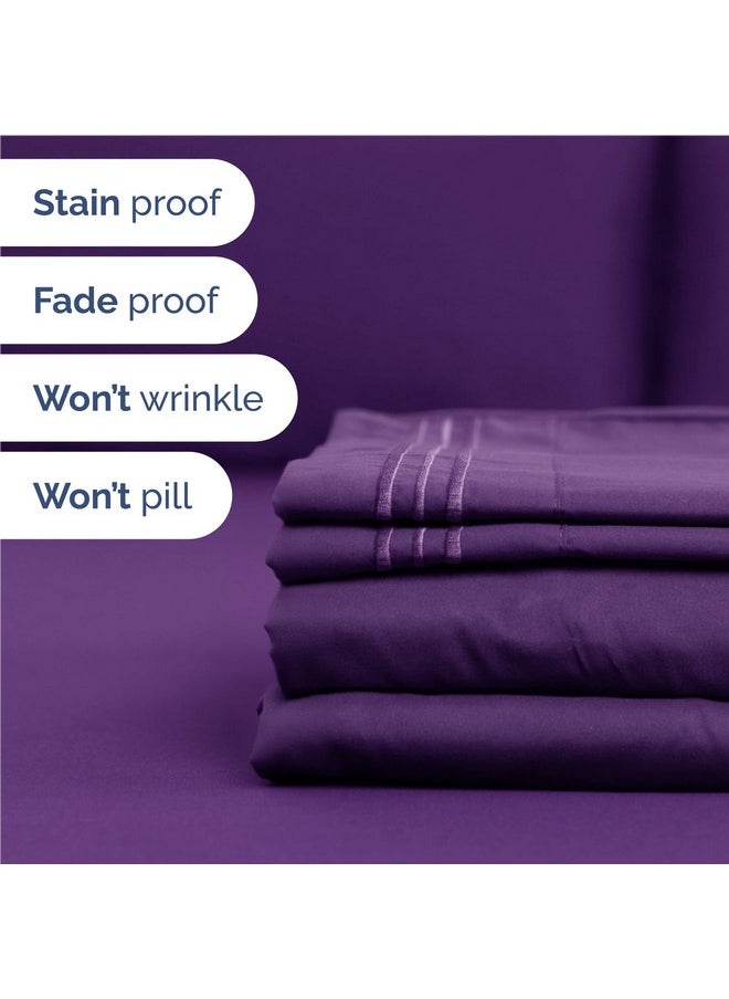 Full Size Sheet Set - 4 Piece Set - Hotel Luxury Bed Sheets - Extra Soft - Deep Pockets - Easy Fit - Breathable & Cooling - Wrinkle Free - Comfy - Purple Plum Bed Sheets - Fulls Sheets - 4 PC