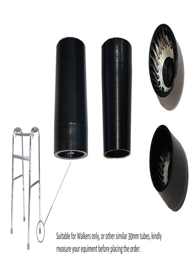 AARAM 28 to 31 mm PVC Ferrules Shoes Cap Tips for medical Walkers, Rollators Black Round Walker Stick Cap Bush, Durable with Metal Inserts (4Pcs) Black - Image 4