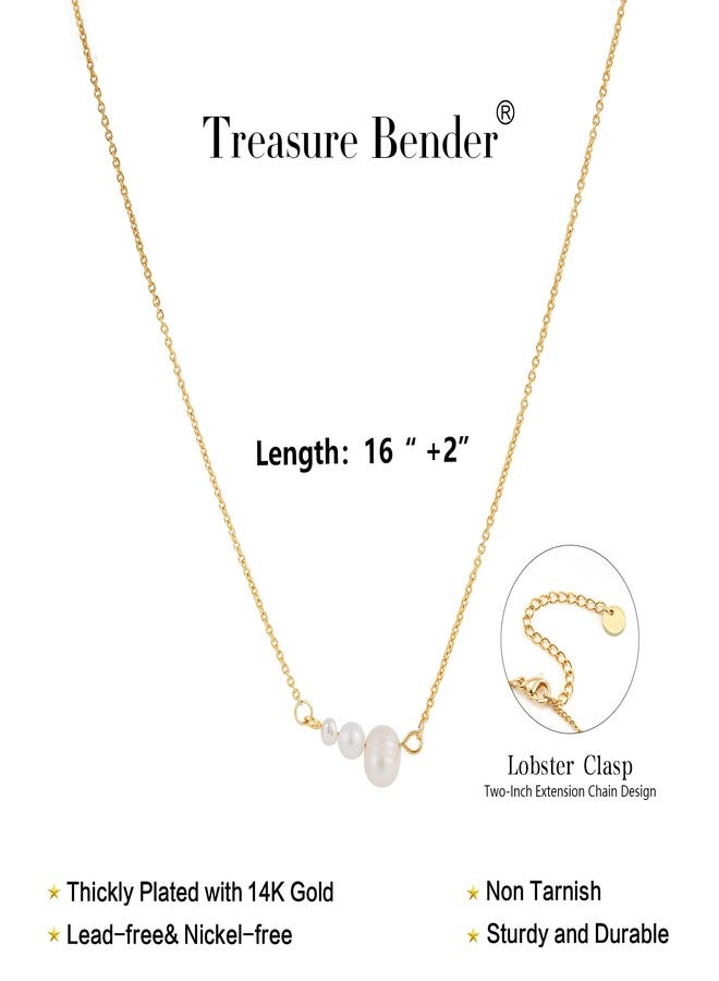 قلادات لؤلؤ ذهبية من Treasure Bender للنساء، قلادة أنيقة مطلية بالذهب عيار 14 قيراطًا، قلادة بسيطة بقطرات لؤلؤ، قلادة ساحرة بقلادة واحدة، مجوهرات نسائية، هدية مثالية لصديقتك المقربة في عيد ميلادها، مجوهرات ذهبية للنساء - Image 3