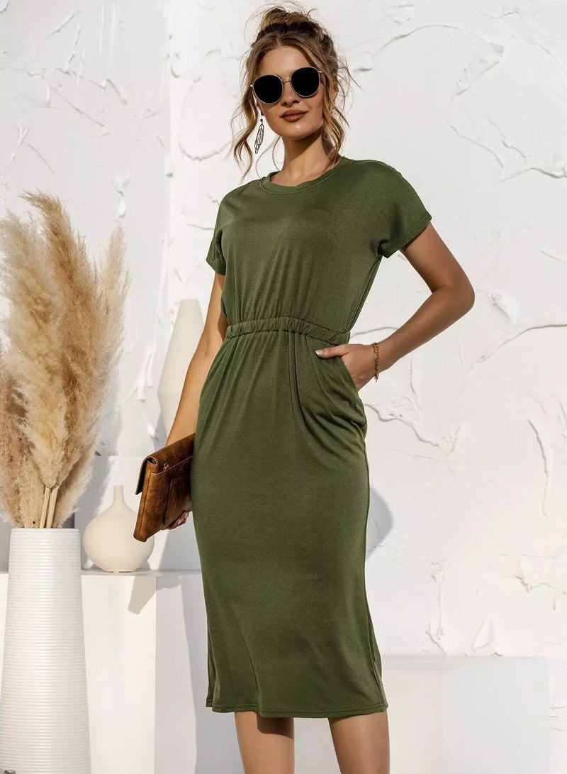 Solid Split Hem Tee Dress  - Image 2
