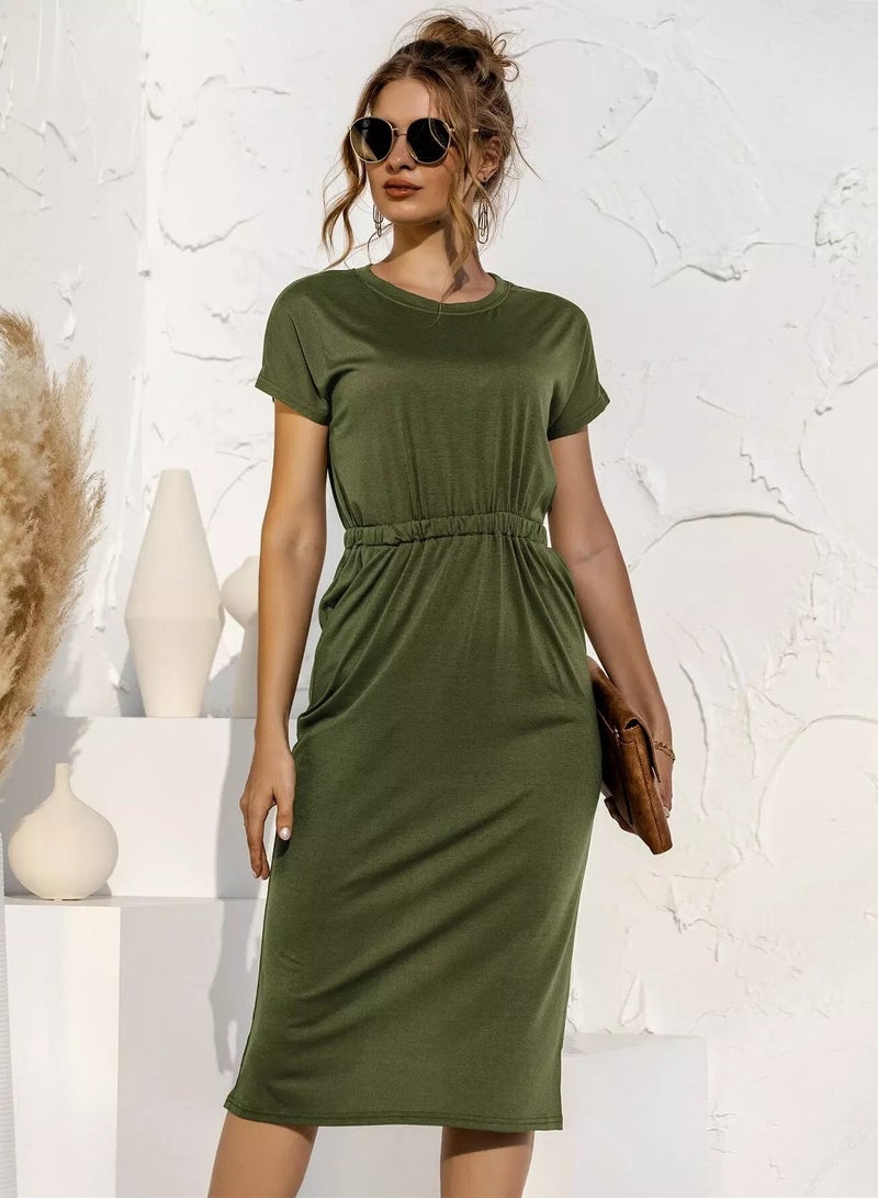 Solid Split Hem Tee Dress  - Image 3
