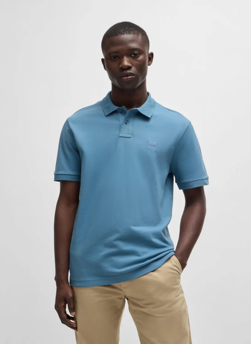 BOSS Stretch-cotton slim-fit polo shirt with logo patch