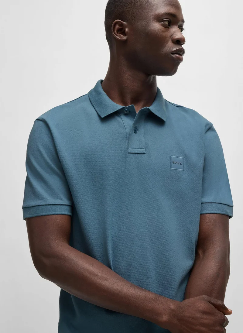BOSS Stretch-cotton slim-fit polo shirt with logo patch