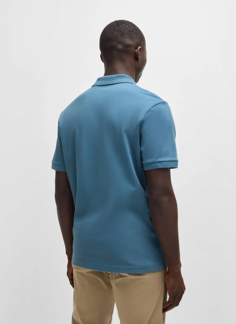 BOSS Stretch-cotton slim-fit polo shirt with logo patch