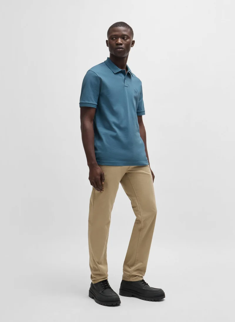 BOSS Stretch-cotton slim-fit polo shirt with logo patch