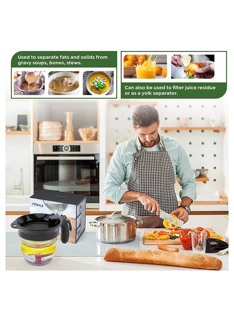 SYOSI - Fat Separator With Bottom Release - 1L Grease Separator Cup Fat Skimmer For Cooking, Measuring Cup Healthier Gravy, Soup, Stock And Oil Separator - Image 1