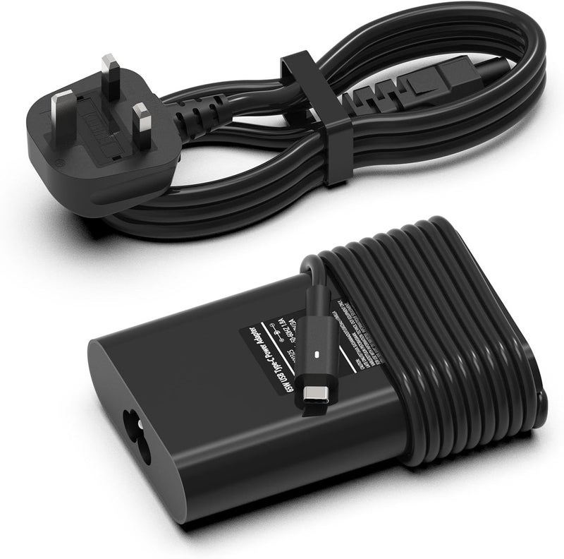 شاحن 65W Type C USB C متوافق مع Dell Latitude 5420 5520 5410 5530 5330 7370 7320 7420 2-in-1 7520، وChromebook 3380 3100 5190 XPS 13 12 9350 9360 9365 9380 Venue 5855 (محول طاقة AC) - Image 1