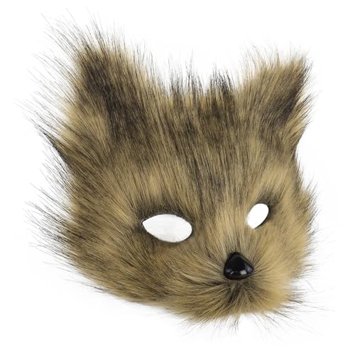 hbbhml Animal Fox Wolf Mask Halloween Party Cosplay Costumes Props Plush Cat Half Face Masks Carnival Christmas Masquerade - Image 3
