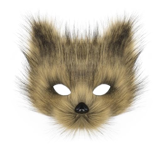 hbbhml Animal Fox Wolf Mask Halloween Party Cosplay Costumes Props Plush Cat Half Face Masks Carnival Christmas Masquerade - Image 1